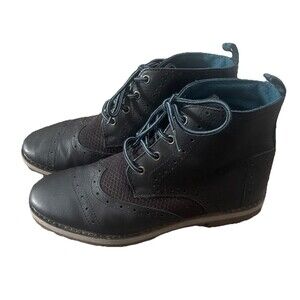 Toms Shoes Brogue Boots With Vibram Soles leather and textile Mens Size 9 Black